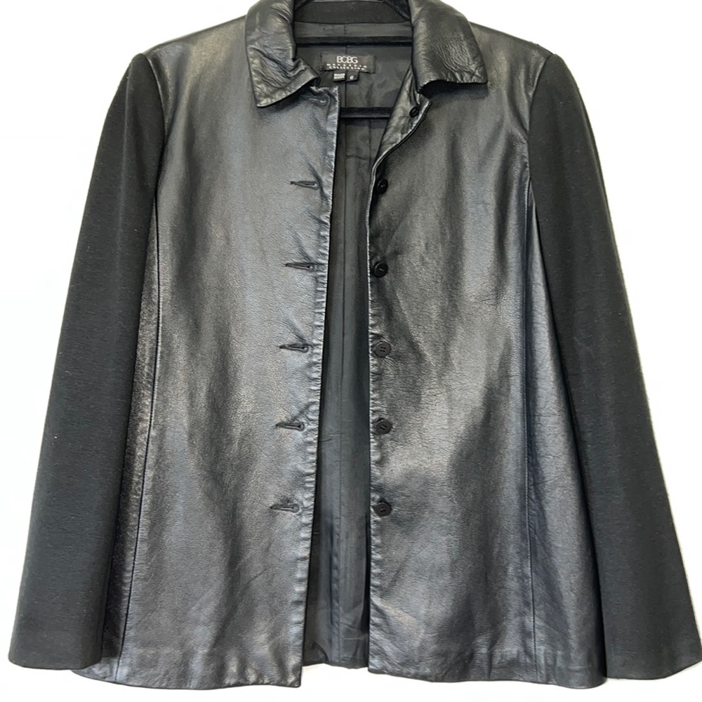 MAXAZRIA  black mixed/ leather jacket 🇺🇸